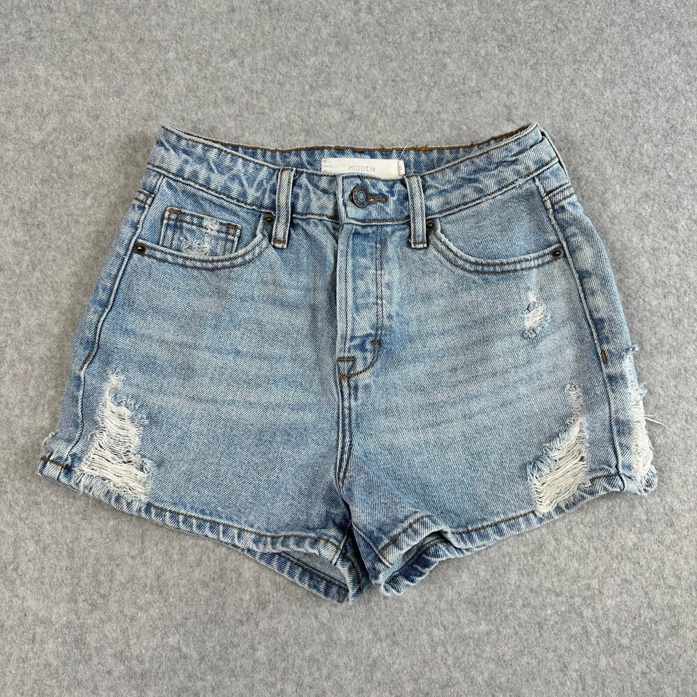 Hidden Jeans Shorts WMNS XS Blue Light Wash Distressed High Rise Y2K Festival